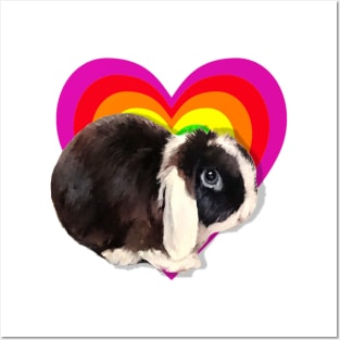 Gorgeous, cheeky mini lop painting on a digital heart Posters and Art